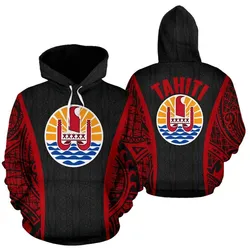 Tahitian Hoodie - Tahiti Coat Of Arms Polynesian Tattoo Black
