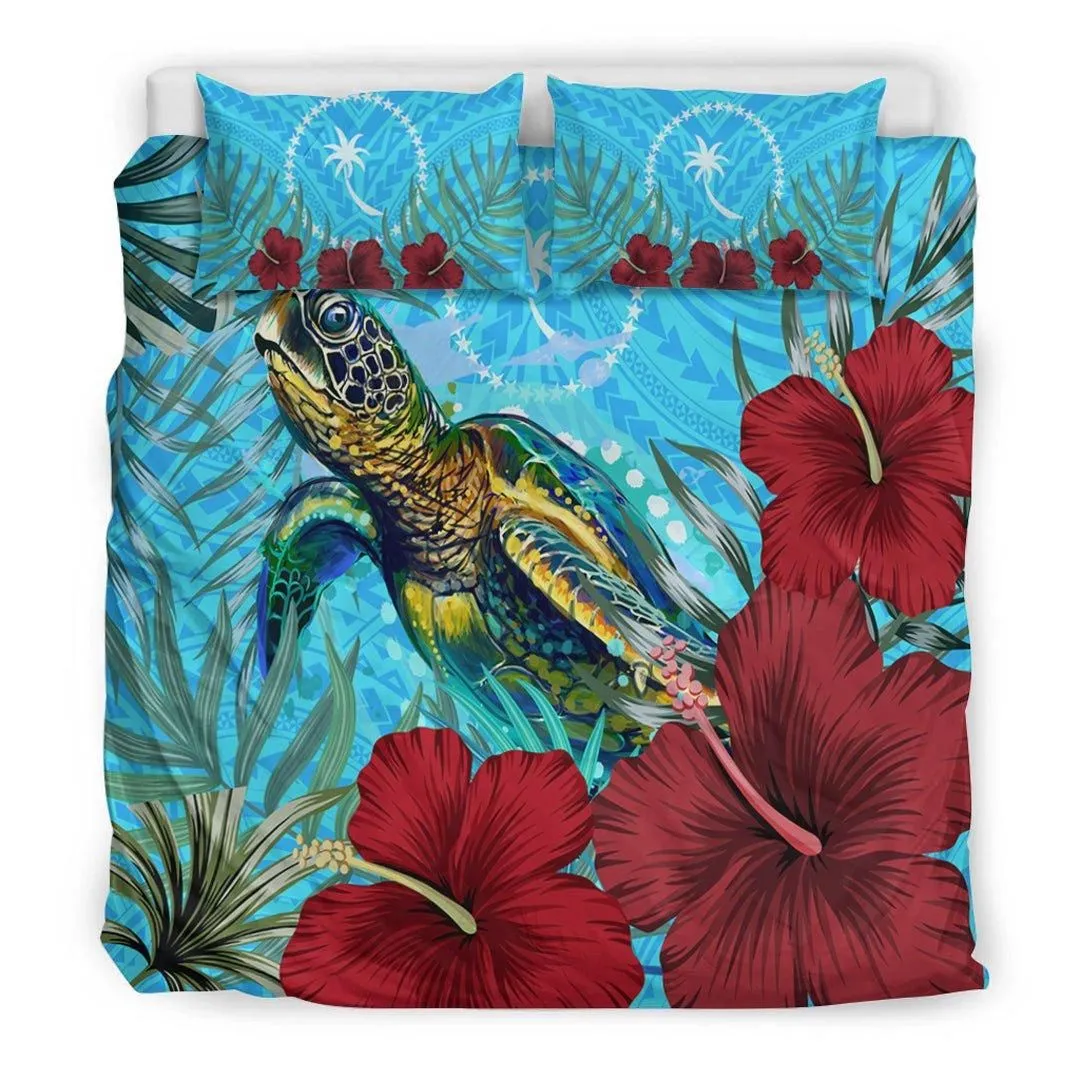 Alohawaii Bedding Set - Chuuk Turtle Hibiscus Ocean Bedding Set A95