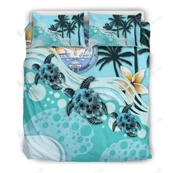 Marshall Islands Blue Turtle Hibiscus Bedding Set Bedroom Decor