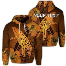 Alohawaii Hoodie - (Personalised) Hawaiian Map Whale Swim Hibiscus Polynesian Hoodie - Orange - AH - J6R