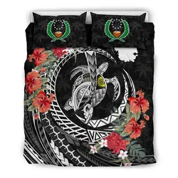 FamilyGater Bedding Set - Cover and Pillow Cases Pohnpei - Polynesia Map Turtle Hibiscus A24