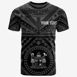 Fiji Personalised T-Shirt - Fiji Seal With Polynesian Tattoo Style ( Black)