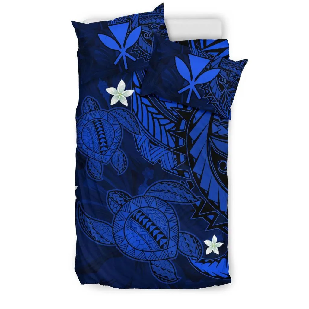 FamilyGater Bedding Set - Cover and Pillow Cases Hawaiian - Hawaii Polynesian Turtle Hibiscus - Blue - AH - J4