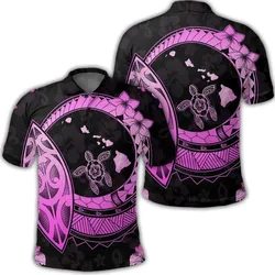 Alohawaii Shirt - Hawaii Turtle Hibiscus Map Polynesian Polo Shirt Pink - AH - JR