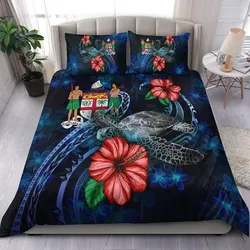 Fiji Polynesian Bedding Set - Blue Turtle Hibiscus