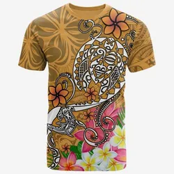Polynesian T-shirt - Turtle Plumeria Gold Color