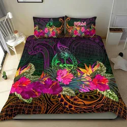 FamilyGater Bedding Set - Cover and Pillow Cases Guam Polynesian - Summer Hibiscus - BN15