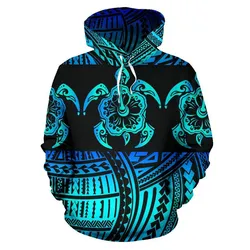 Turtle Hibiscus Hawaiian Polynesian Style Pullover Hoodie