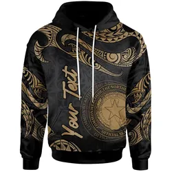 Northern Mariana Islands Polynesian Custom Personalised Hoodie - Poly Tattoo Gold Version