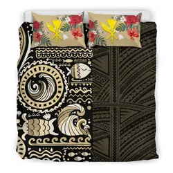 Polynesian Hawaii Gold Polynesian Hibiscus Tribal Style A Bedding Set Camlicf