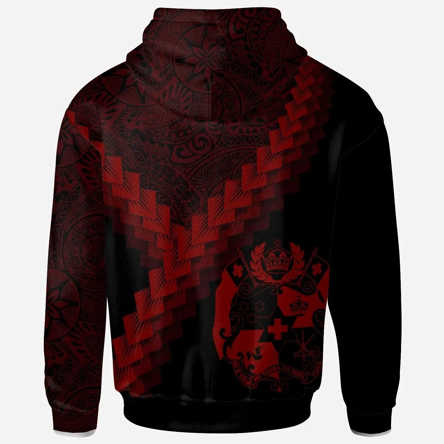 Tonga Hoodie - Tonga Coat Of Arms With Polynesian Tattoo Red - BN22