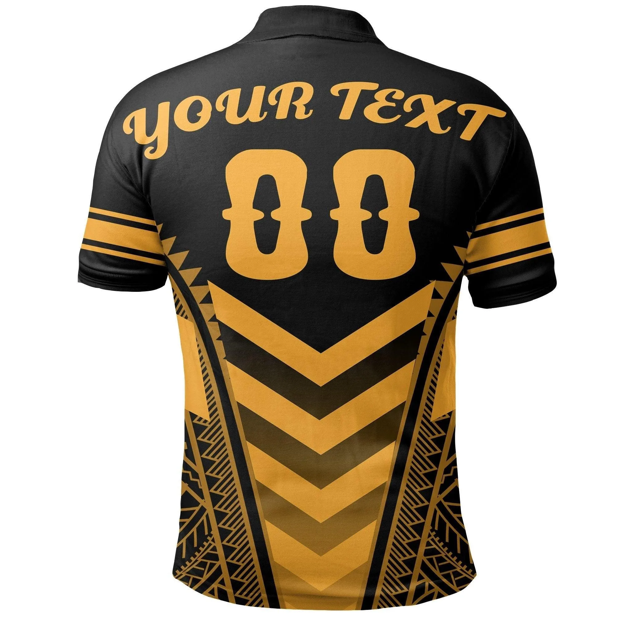 Hawaii Kanaka Map Football Jersey Polynesian Polo Shirt - Black & Yellow - Maris Style