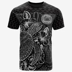 American Samoa American Samoa Turtle Hibiscus Black Unisex 3D T-Shirt All Over Print HNAKW
