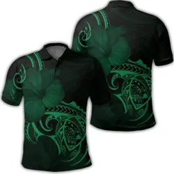 Alohawaii Shirt - Hawaii Map Turtle Hibiscus Divise Polynesian Polo Shirt Green - AH - JR