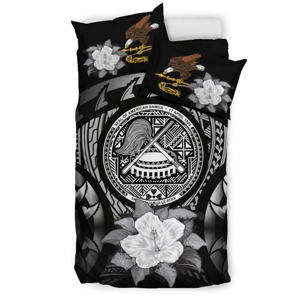 American Samoa Gray Hibiscus Bedding Set A02