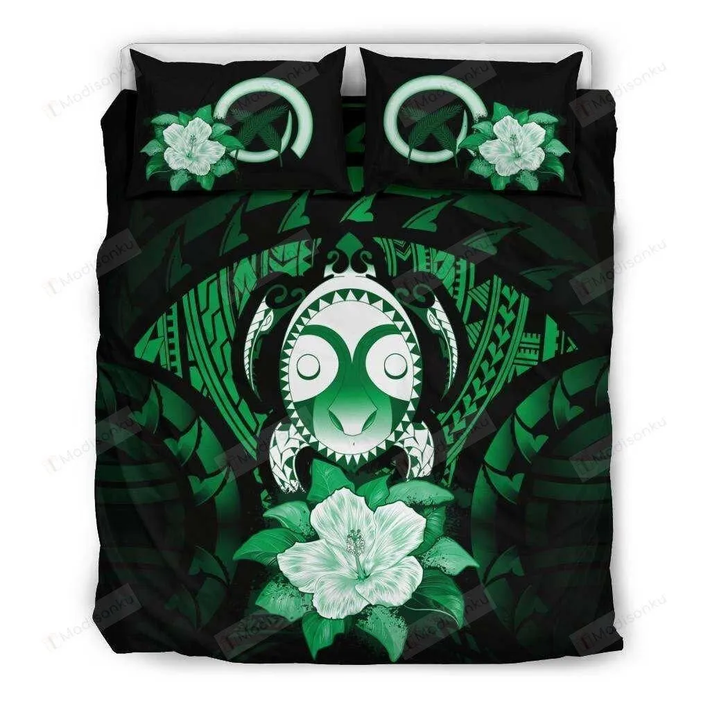 Vanuatu Green Hibiscus Cotton Bed Sheets Spread Comforter Duvet Cover Bedding Sets