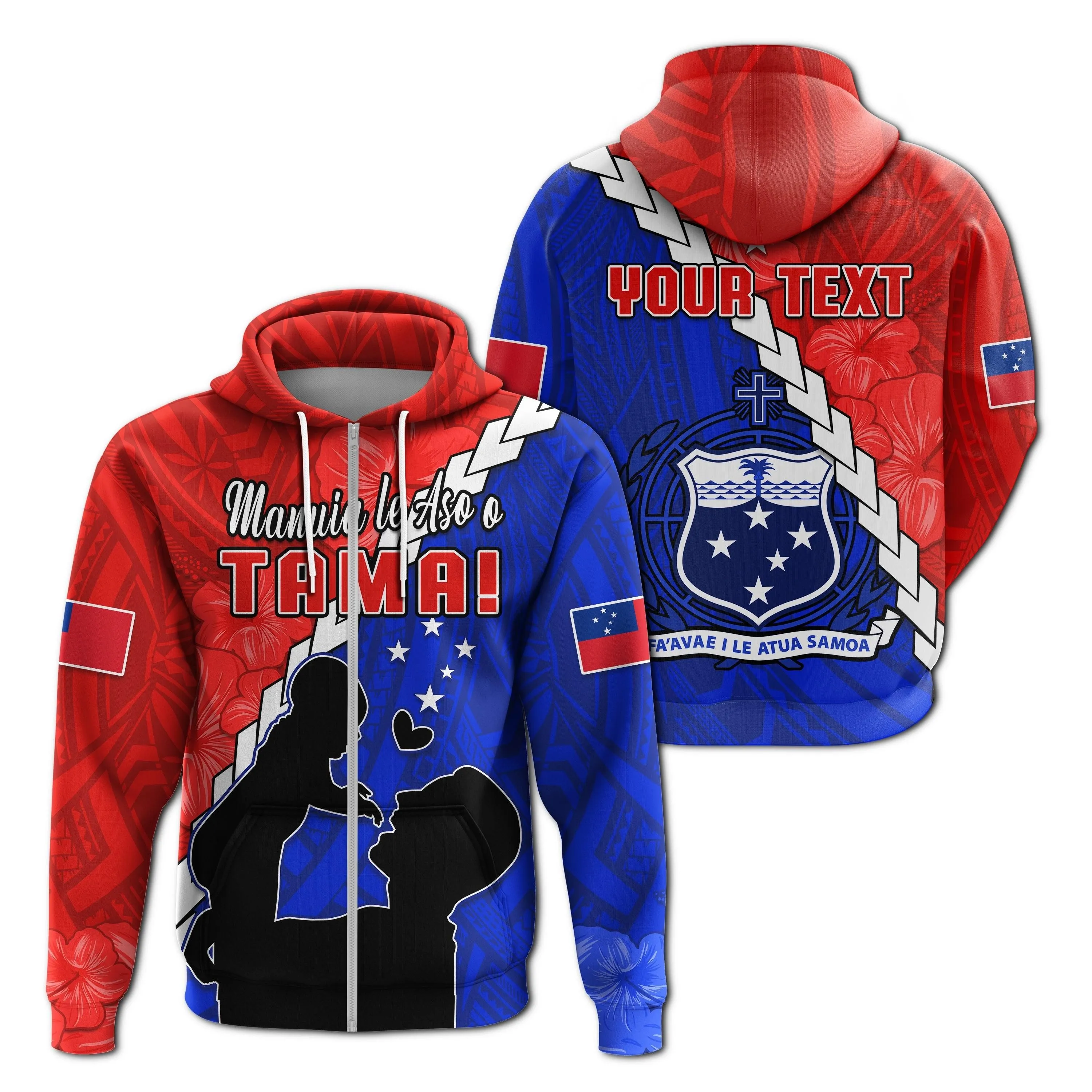 (Custom Personalised) Happy Samoan Fathers Day Hoodie Hibiscus Mix Polynesian Pattern LT14