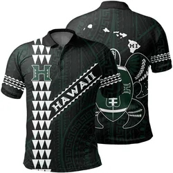 Hawaii Kakau Warrior Polynesian Football Polo Shirt - Black