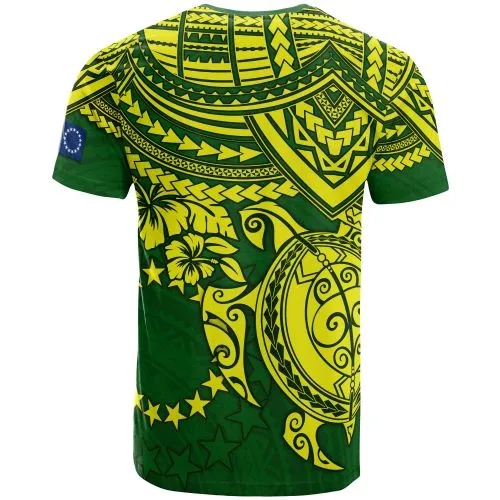 Cook Islands Polynesian T Shirt - Cook Islands Flag Turtle Hibiscus