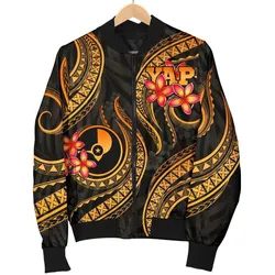 Yap Micronesian Men Bomber Jacket - Gold Plumeria
