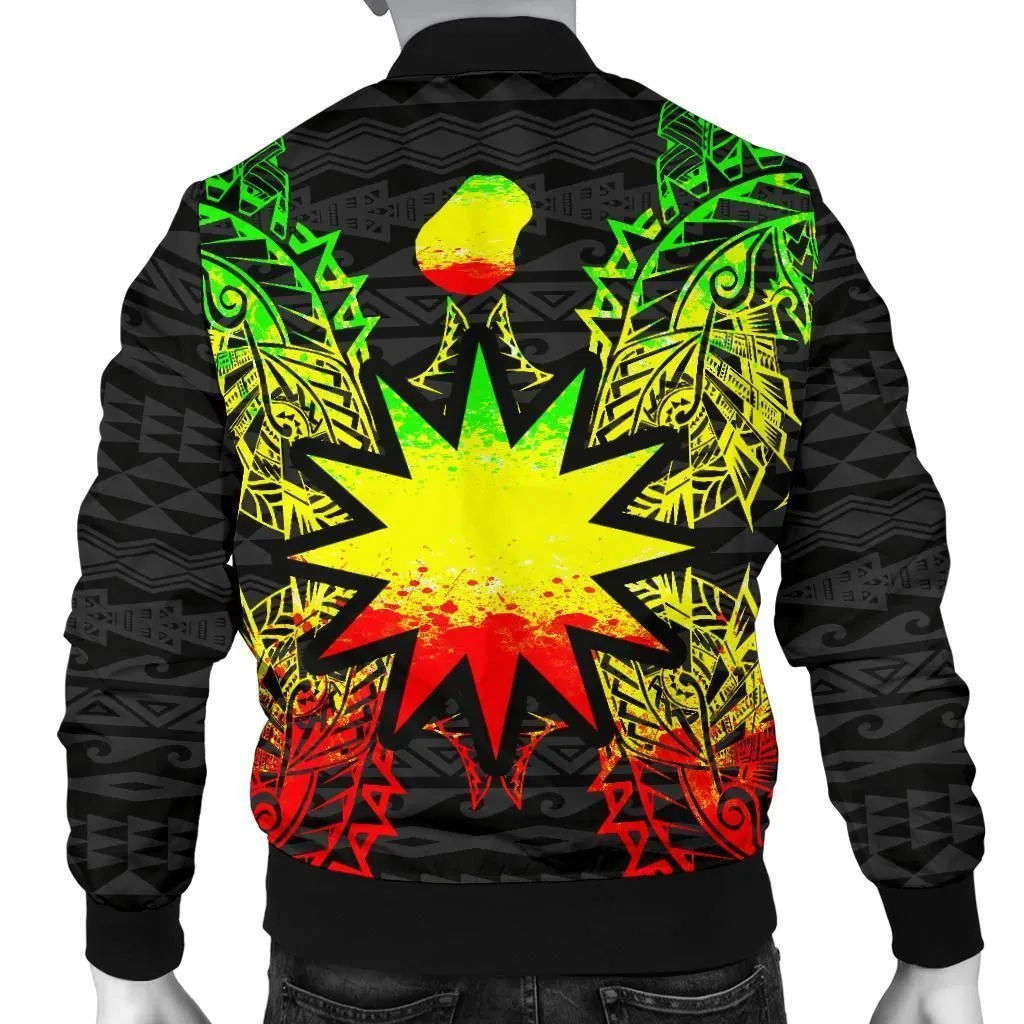 Nauru Polynesian Mens Bomber Jacket Map Reggae