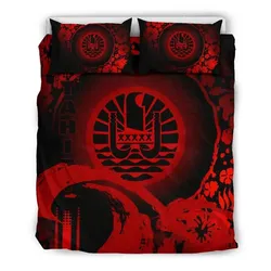 Alohawaii Bedding Set - Cover and Pillow Cases Tahiti - Hibiscus And Wave Red K7
