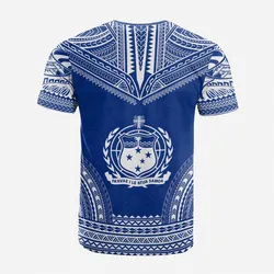Samoa Custom Personalised T shirt - Samoa Coat Of Arms Polynesian Chief Tattoo Blue Version