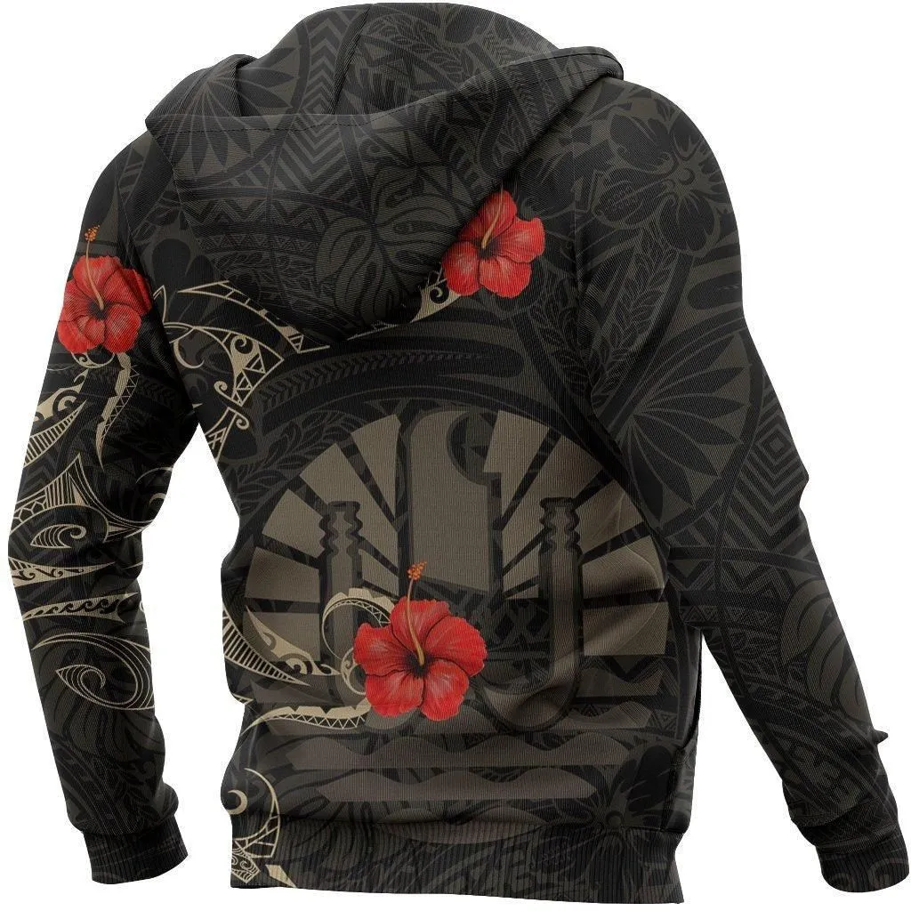 Tahiti Hoodie Hibiscus Tattoo Style