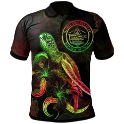 Alohawaii Shirt - Polo Shirt Palau Polynesian - Turtle With Blooming Hibiscus Reggae - BN22