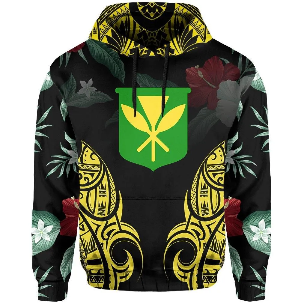 Polynesian Tropic Kanaka Maoli Hibiscus Hawaii Hoodie Yellow