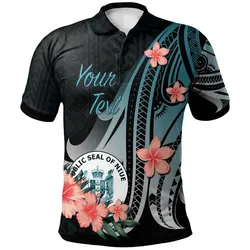 Niue Personalised Custom Polo Shirt - Turquoise Polynesian Hibiscus Pattern Style