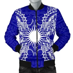 Marshall Islands Polynesian Mens Bomber Jacket Map Blue