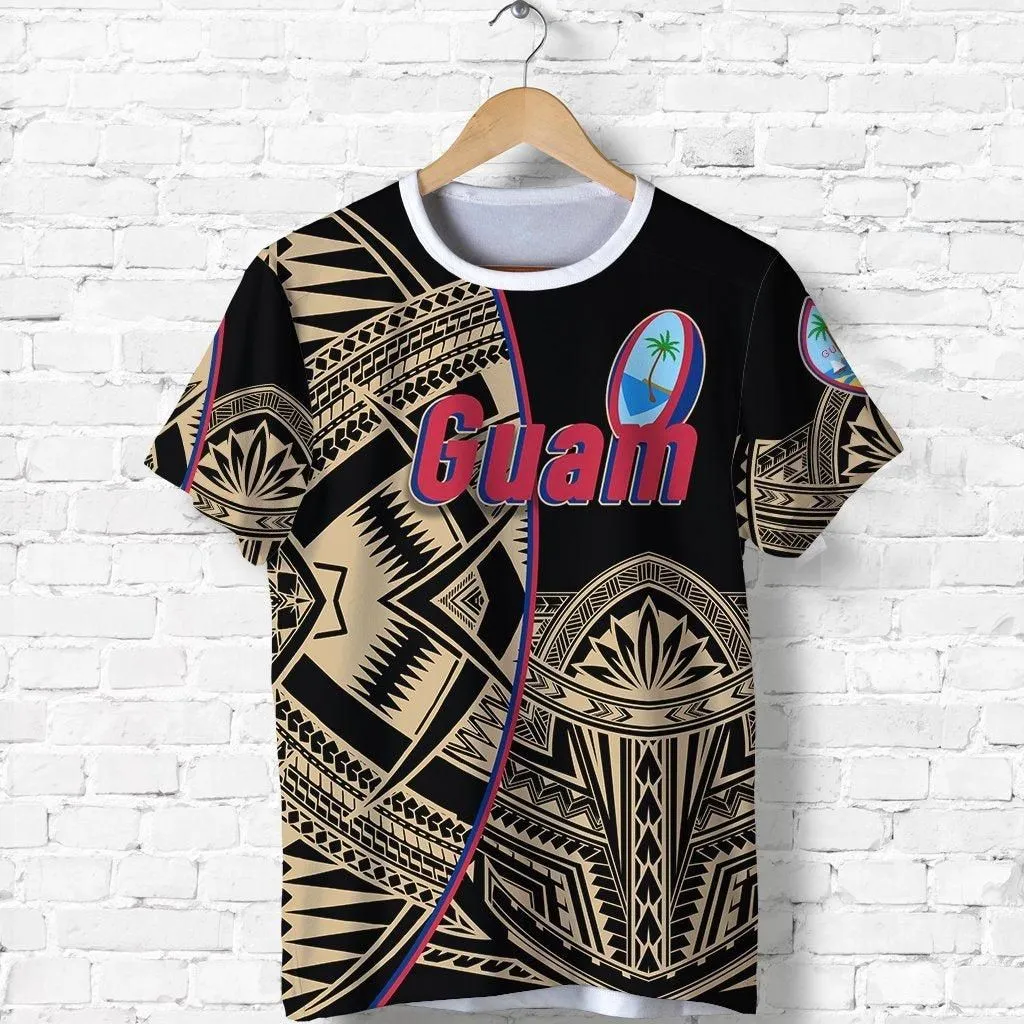 (Custom Personalised) Guam Rugby T Shirt Impressive Version Golden - Custom Text And Number
