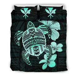 Hawaiian Kanaka Hibiscus Plumeria Mix Polynesian Turtle FP Bedding Set BEVRFN