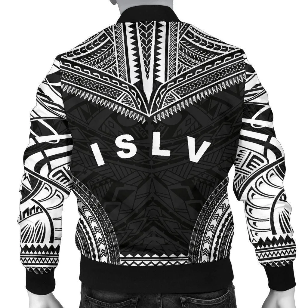 Society Islands Polynesian Chief Mens Bomber Jacket - Black Version