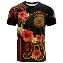 American Samoa T-Shirt - Hibiscus Plumeria Mix Tribal Leaves