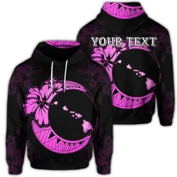 (Personalised) Hawaiian Map Hibiscus Turtle Polynesian Moon Hoodie Pink - AH