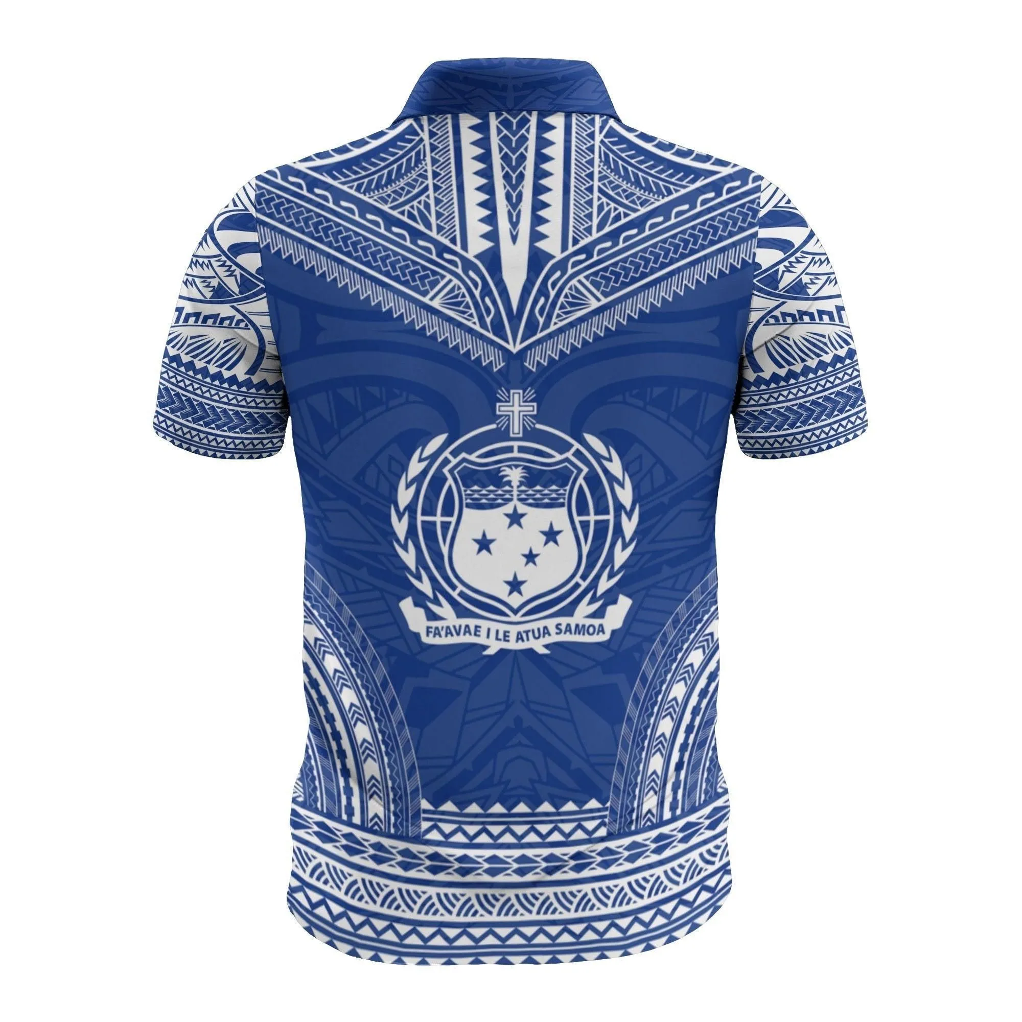 Samoa Custom Personalised Polo Shirt - Samoa Coat Of Arms Polynesian Chief Tattoo Flag Version