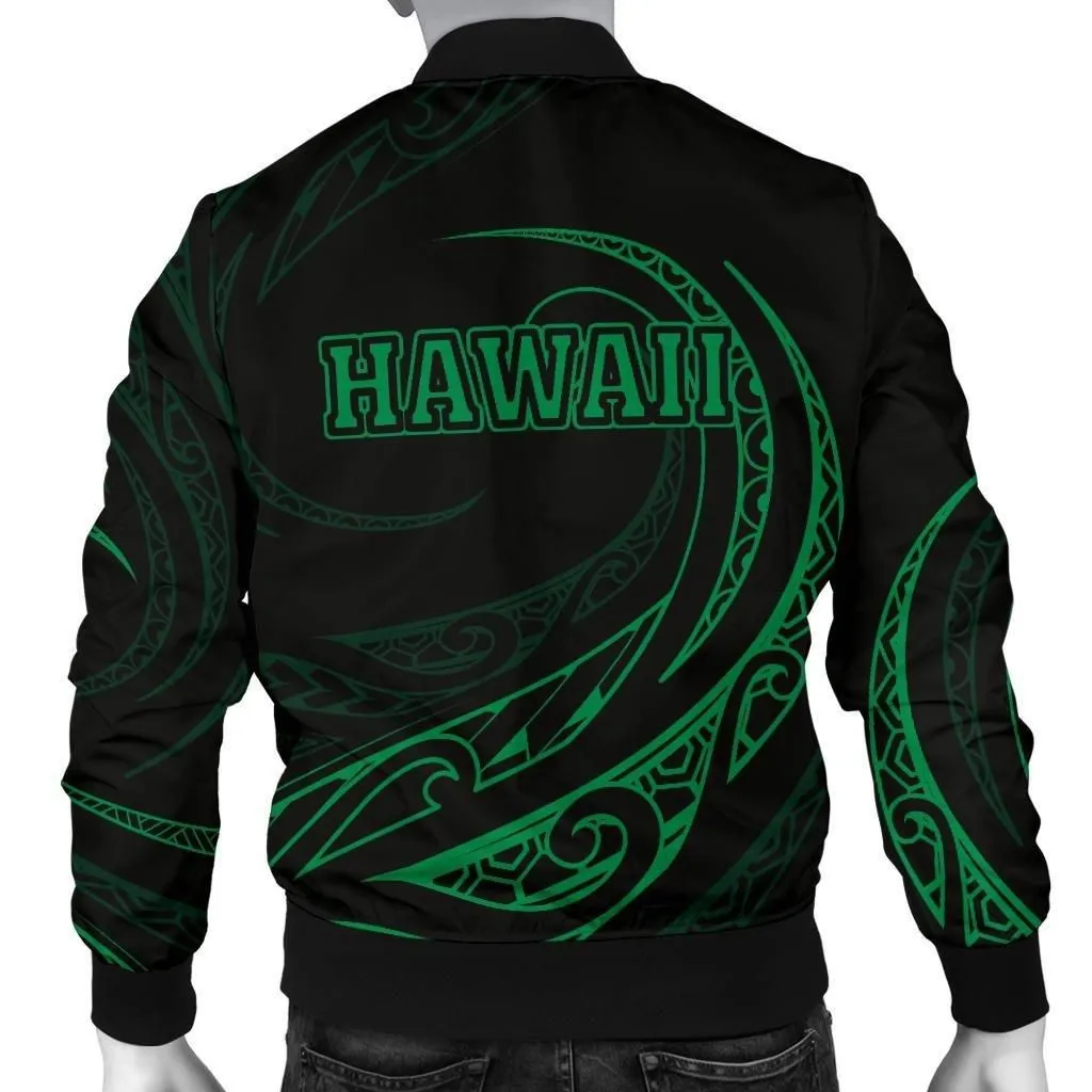 Alohawaii Jacket - Hawaii Coat Of Arms Polynesian Mens Bomber Jacket - Green - Frida Style - AH J9