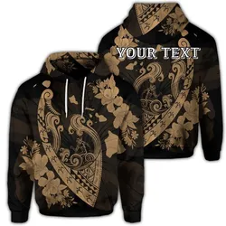 (Personalised) Hawaiian Fish Hook Hibiscus Banzai Surfing Polynesian Hoodie Gold - AH