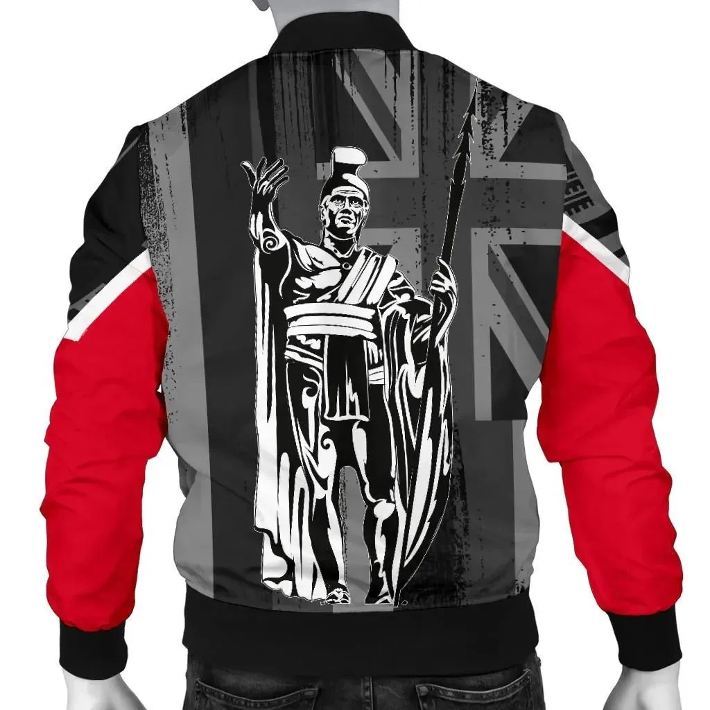 Alohawaii Jacket - Hawaii King Flag Polynesian Mens Bomber Jacket - White - AH J4