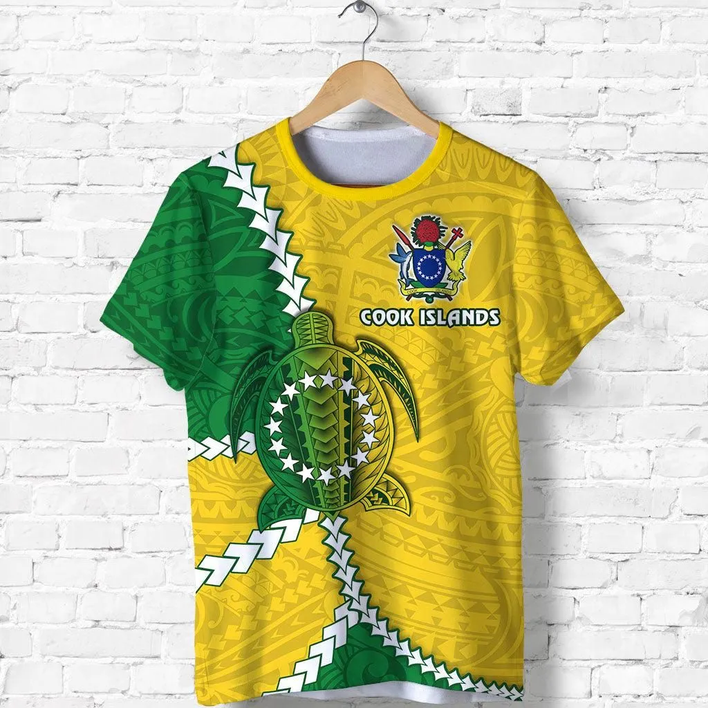 (Custom Personalised) Cook Islands Rugby T Shirt Polynesian Turtle - Custom Text and Number LT13