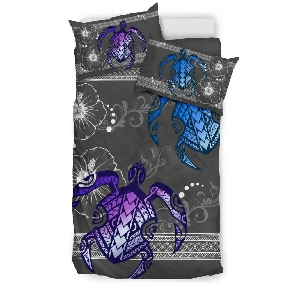 FamilyGater Home Set - Hawaii Turtle Hibiscus Polynesian Bedding Set - Miki Style - AH - J4