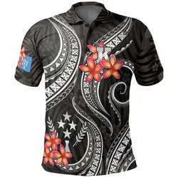 Kosrae Micronesian Polo Shirt - Black Plumeria - BN11