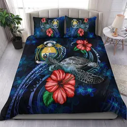 Nauru Polynesian Bedding Set - Blue Turtle Hibiscus