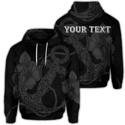 (Personalised) Hawaiian Anchor Poly Tribal Hibiscus Polynesian Hoodie Gray - AH