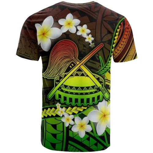 American Samoa T-Shirt - Seal Of American Samoa With Plumeria Flowers