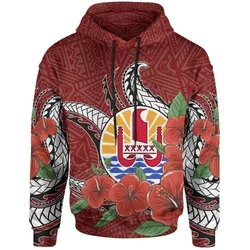 Tahiti Polynesian Hoodie - Hibiscus Coat of rm Red