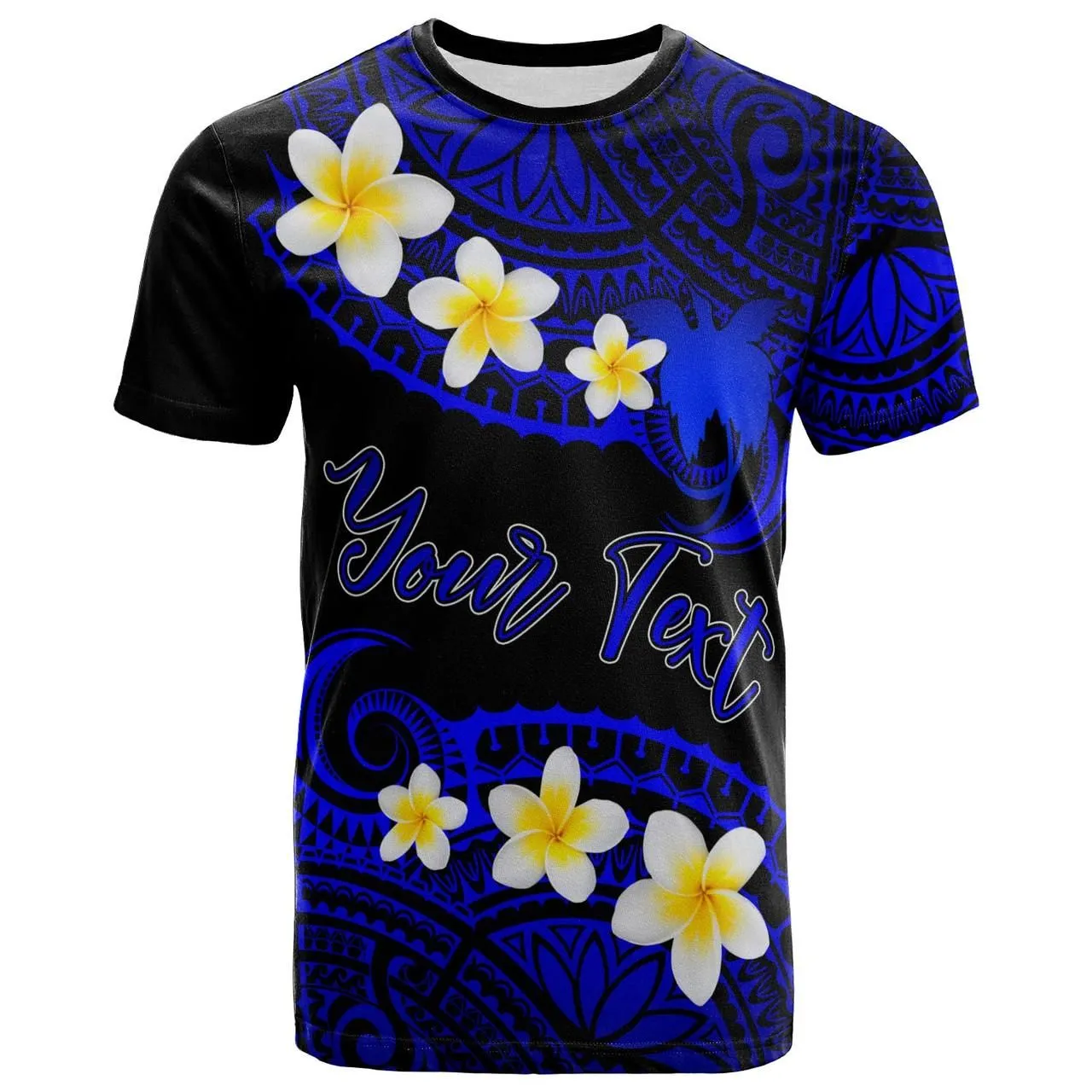 Papua New Guinea Custom Personalised T-Shirt - Plumeria Polynesian Vibe Blue