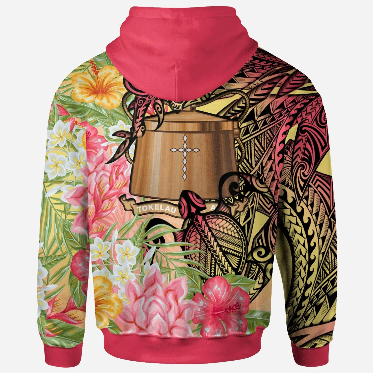 Tokelau Hoodie - Flowers Tropical With Sea Animals